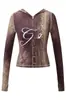 Conjunto de Jaqueta Curta com Capuz e Zíper Estampada com Letras e Calça Slim-Fit iamgia com Costura Contrastante