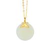 Colgante de jade hetiano con incrustaciones de plata esterlina S925 de Huibaoli, cabeza de hebilla de sirena, nuevo regalo de nicho de lujo ligero, sensación de alta gama y tendencia