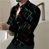 Camisa de Hombre de Manga Larga Europea y Americana Transfronteriza de Primavera y Otoño, Nueva Tendencia de Moda con Estampado 3D Fresco