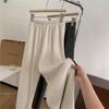 Pantalones de Lana de Bucle Engrosado Pierna Ancha para Mujer Otoño e Invierno Perezosos Elegantes Blanco Crema Sueltos Rectos de Lana Largos
