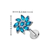 Pendientes de Aleación de Titanio F136 con Diseño de Flor de Circonita, Tachuelas para Labio, Tachuelas para Hélice de Oreja, Joyería para Piercing Corporal de Titanio G23 con Rosca Interna