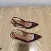 Zapatos de Moda Europeos y Americanos de Salón de un Solo Color Puntiagudos con Tacón de Aguja Hueco Trasero para Exposición de Comercio Exterior Zapatos de Mujer con Tira en el Talón