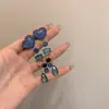 Pendientes de Corazón de Amor con Ondas de Agua y Borla de Lazo de Cristal Pendientes de Diseño de Nicho para Mujer