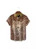Camisa hawaiana transfronteriza impresión 3D patrón de leopardo elástica en cuatro direcciones cómoda casual manga corta suministro directo de fábrica