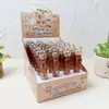 Goma de borrar para tapa de lápiz labial luminosa de dibujos animados, capibara, forma linda con núcleo giratorio de luz, goma de borrar para lápiz, papelería