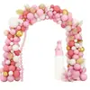 Cadena de Globos Arco Rosa Blanco Dorado Transfronteriza para Fiesta de Primer Cumpleaños de Bebé