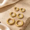 Brincos de Argola Geométricos Lisos Estilo Chique para Mulheres, Simples, Modernos e Versáteis, Tendência, Aço Inoxidável Banhado com Ouro 18K Real