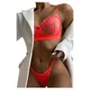 Roupa Íntima Sexy Europeia e Americana AliExpress Amazon Feminina Renda Malha Renda Cílios Alça Cruzada Costas Nuas Conjunto