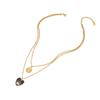 [Ice Meng] Collar personalizado con forma de gota de aceite y ojos, cadena doble de acero inoxidable, joyería transfronteriza entre Europa y Estados Unidos N149