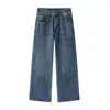 Pantalones vaqueros de mezclilla lavada tipo retro americano de alta gama para hombre Muqiu, de pierna recta holgada, para el día a día, de pierna ancha