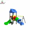 Escorregador combinado infantil para exterior, equipamento de playground grande de plástico para jardim de infância com balanço e escorregador