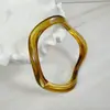 Pulseira Aberta Irregular em Forma de Arco Gradiente Marrom Vintage Yongge Jewelry Acessório de Pulso Amplo de Acrílico com Borda Larga
