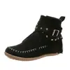 Botas Planas Transfronterizas Europeas y Americanas 2023 Botines Casuales para Mujer Otoño e Invierno Borla Remache Talla Grande Venta al por Mayor Europea y Americana Talla Grande