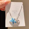 "Pingente de Flor em Esmalte" Colar de Flor Gota de Óleo com Zircônia Toque de Luxo Alto Nível Corrente para Clavícula Colar Doce Fresco da Floresta