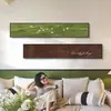Pintura decorativa para sala de estar de estilo vintage francés con textura, pintura para colgar en la pared de fondo de sofá estilo mediados de siglo, mural combinado de franjas horizontales