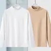 Camiseta Base Versátil Ins-Trendy de Manga Larga de Color Sólido de Doble Cara de Forro Polar para Hombre DeRong 2025 Otoño/Invierno Nuevo de Cuello Alto