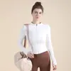 Chaqueta Deportiva Cálida de Terciopelo Otoño e Invierno para Mujer Cintura Adelgazante Top de Yoga Terciopelo Delgado Cuello Alto Cremallera Ropa Exterior Mangas Largas