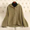 Abrigo de cachemira para mujer 2026 otoño/invierno con capucha estilo coreano holgado grueso chaqueta de lana corta con un toque de alta gama