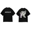 Camiseta Casual Solta de Manga Curta com Estampa de Slogan Icônico High Street para Mulheres e Homens