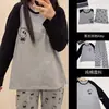2025 novo outono versão coreana de pijama longo solto com desenho animado feminino Coreia do Sul doce menina roupa de casa conjunto comércio exterior