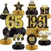 Decoração de Festa de Aniversário de Luxo Preto e Dourado para Adultos, Enfeites e Suprimentos de Favo de Mel, Presentes de Mesa para Festa de Aniversário