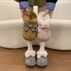 Pantuflas de Algodón para Interiores con Suela Gruesa, Felpa, Lazo de Corazón Femenino para Mujer 2026 Invierno, Tipo Pisar Caca, Calientes, Algodón para Postparto