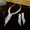 Aretes Cuadrados con Incrustaciones de Diamantes, Collar, Retro, Elegante, Exquisito, Cadena de Clavícula a la Moda, Lujo Ligero, Set de Joyería de Alta Gama