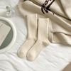 Meias Grossas Quentes Femininas para Outono e Inverno, Meias de Cano Médio com Tricô Grosso, Meias de Cano Longo Caneladas de Cor Sólida, Meias Slouch Estilo Japonês, Meias Femininas da Moda