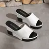 Sandálias de Plataforma Peep Toe Plus Size de Comércio Exterior Verão 2025 Novas Sapatos Femininos com Solado Grosso Aumentado com Praia