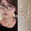 Collar de Lazo Color Dopamina para Fotos de Viaje y Vacaciones, Cadena para Clavícula, Cadena de Cuello Choker Azul Fresca de Nicho