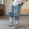 Shorts Jeans para Meninos Novo Estilo 2025, Calças de Verão para Crianças Maiores, Calças Tendência Legais na Altura do Joelho para Meninos