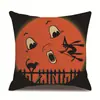 Funda de almohada de lino para Halloween, funda de cojín para reposacabezas impresa