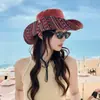 Sombrero vaquero de estilo étnico para mujer, sombrero de senderismo vintage para primavera y verano, sombrero de pescador con ala ancha para protección solar al aire libre para hombre