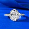 Mu Jing joias transmissão ao vivo novo S925 prata esterlina 7*9 diamante branco oval alto senso clássico moda anel feminino alto