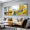 Tríptico de paisaje, pintura decorativa para sala de estar, pintura colgante para sala de estar, pintura de porcelana de cristal, pintura de fondo de sofá con tinta zen, pintura mural combinada