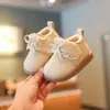 Botas de Princesa de Cuero de Moda para Niños Botas Forradas de Felpa para Niños Pequeños Zapatos de Primeros Pasos para Bebés Nuevos de Invierno Botines Cálidos Elegantes para Niñas