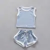 2026 Estilo Coreano Ropa para Niños Verano Nuevo Estilo Conjunto de Chaleco y Shorts para Niños y Niñas Algodón Puro Casual Conjunto de Dos Piezas