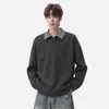 Sudadera Talla Grande Estilo Old Money Personalidad Primavera y Otoño Rayas Jersey Holgado para Hombre Solapa Superior Ropa Casual para Hombre Versátil