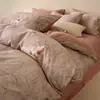 Otoño e Invierno Nuevo Juego de Cama de Algodón Cepillado 60s de Cuatro Piezas Algodón Puro Todo Algodón Engrosado Cálido Estampado Funda de Edredón Suave Suministros