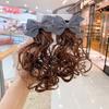 Novo estilo coreano crianças laço grampo de cabelo fita peruca headwear princesa cabelo cacheado menina bebê bonito acessórios de cabelo