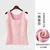 Outono e inverno novo camisola quente espessa forrada com fleece feminina sem mangas interna à prova de frio casaco base de inverno feminino atacado