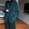 Jaqueta de Veludo Imitação de Visom para Mulheres, Versão Solta, Suéter 2026 Outono e Inverno para Mulheres, Peça de Roupa Estilo Preguiçoso, Cardigan de Tricô com Decote V Emagrecedor