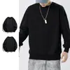 Sudadera para hombre, estilo primavera y otoño, cuello redondo sin capucha, camiseta básica de manga larga, top versátil casual holgado, ropa para hombre