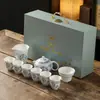 Juego de Té Kung Fu Celadón Regalo para Negocio en Casa Portátil Juego de Té Completo con Caja de Regalo Regalo Al Por Mayor