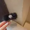 Pente de Cabelo com Pingente de Pérola e Floco de Neve em Pelo de Vison de Alta Qualidade para Franja, Grampo para Cabelos Soltos, Pente Reverso para Mulheres, Acessório de Cabelo para Outono e Inverno