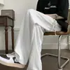 Calças esportivas de verão leves, de corte reto e perna larga, calças compridas de seda com caimento fluido, calças casuais da moda e de modelagem solta para homens