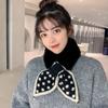 Bufanda de lana con puntadas de felpa de pata de gallo para mujer, invierno, estilo japonés, cálida, con cuello de piel cruzado, protección para el cuello, versátil, estilo coreano
