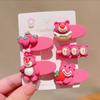 Cuerda con cabeza de oso de fresa para niños, nueva banda de goma para el cabello hecha a mano, linda cuerda para el cabello de dibujos animados para niña, accesorios para el cabello