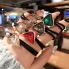 Anillo para el cabello con incrustaciones de diamantes Cuerda para el cabello de estilo coreano para mujer adulta Combinación perfecta para el cabello como una liga de goma Cuerda para el cabello de diamantes triangulares de cristal Accesorios para el cabello Tocado