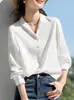 Nova Tendência Primavera e Outono 2026 Estilo Simples e Elegante para o Dia a Dia Blusa de Manga Longa Moda Coreana Camisa Branca de Alta Qualidade